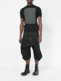 weave print funnel-neck T-shirt