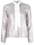 tie neck metallic shirt