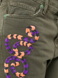 embroidered slim-fit trousers