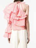 printed ruffle one-shoulder top