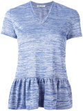 pleated trim V neck top