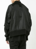 gathered sleeves bomber jacket