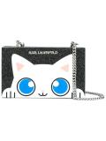 cat print small clutch