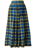 elasticated waist checked skirt