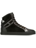 panelled hi-top sneakers