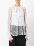polka dot ruffle blouse
