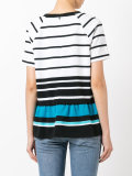 striped flared hem T-shirt