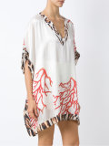 v neck printed kaftan