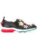 flower appliqué slip-on sneakers