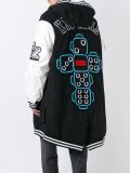 varsity style patched coat 