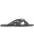 glittered crossed sandals