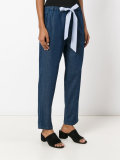 tie-waist denim joggers