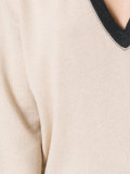 contrast V-neck jumper