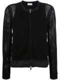 mesh knit zipped cardigan