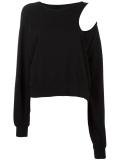 cut-off shoulder sweatshirt