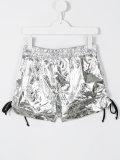 metallic drawstring shorts