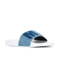 denim slider sandals