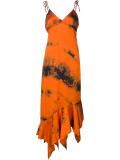 burnt print flared dress