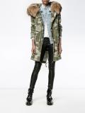 fur-trimmed camouflage parka