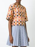 plaid embroidered blouse