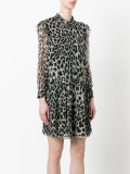 ruffle detail animal print dress