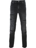 distressed slim-fit jeans