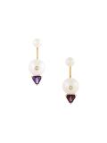 'Trillion' diamond, pearl and topaz earrings