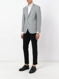 checked button front blazer