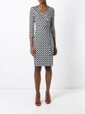 chain print wrap dress