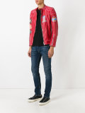 distressed logo jacket
