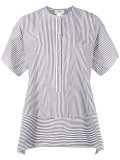 collarless shift striped shirt