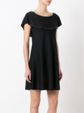 ruffled-collar shift dress
