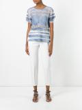 lace detailing denim T-shirt