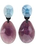 linked stone clip-on earrings