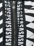 striped print zipped hoodie