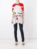 winking cat intarsia knit top
