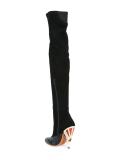 printed heel over-the-knee boots