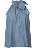 chambray tie neck halter top