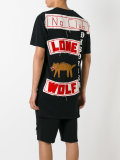 card embroidery slogan print T-shirt