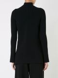 crepe knit turtleneck ribbed sweater 