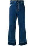 frayed wide cropped jeans