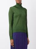 metallic turtleneck knit blouse