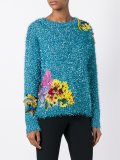 floral appliqué tinsel jumper 