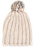 pompom ribbed beanie