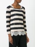 lace detailing striped blouse