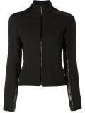 trimmed zip-up jacket