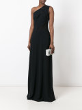 one-shoulder slit panel gown 