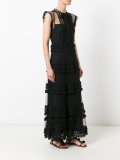 lace-detail ruffle maxi dress