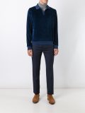 V-neck velvet polo shirt