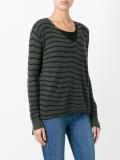 striped distressed fine knit jumper